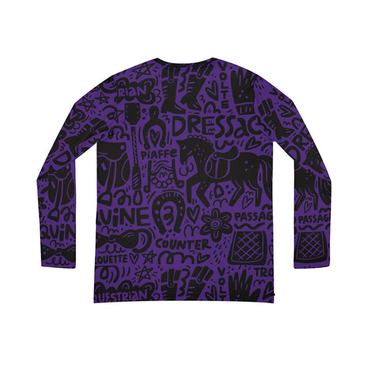 Long Sleeve V-neck - Dressage Doodles Purple