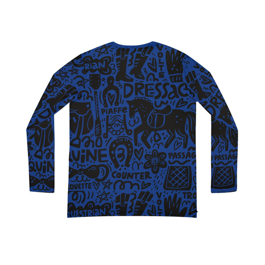 Long Sleeve V-neck - Dressage Doodles Blue