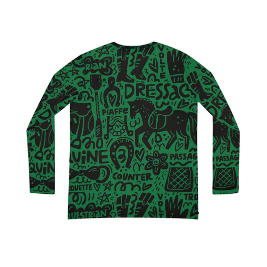Long Sleeve V-neck - Dressage Doodles Green