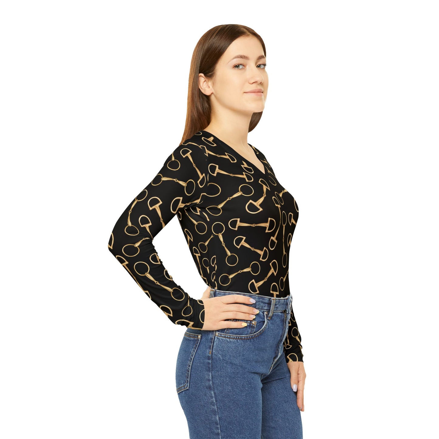 Long Sleeve V-neck -Gold Bits