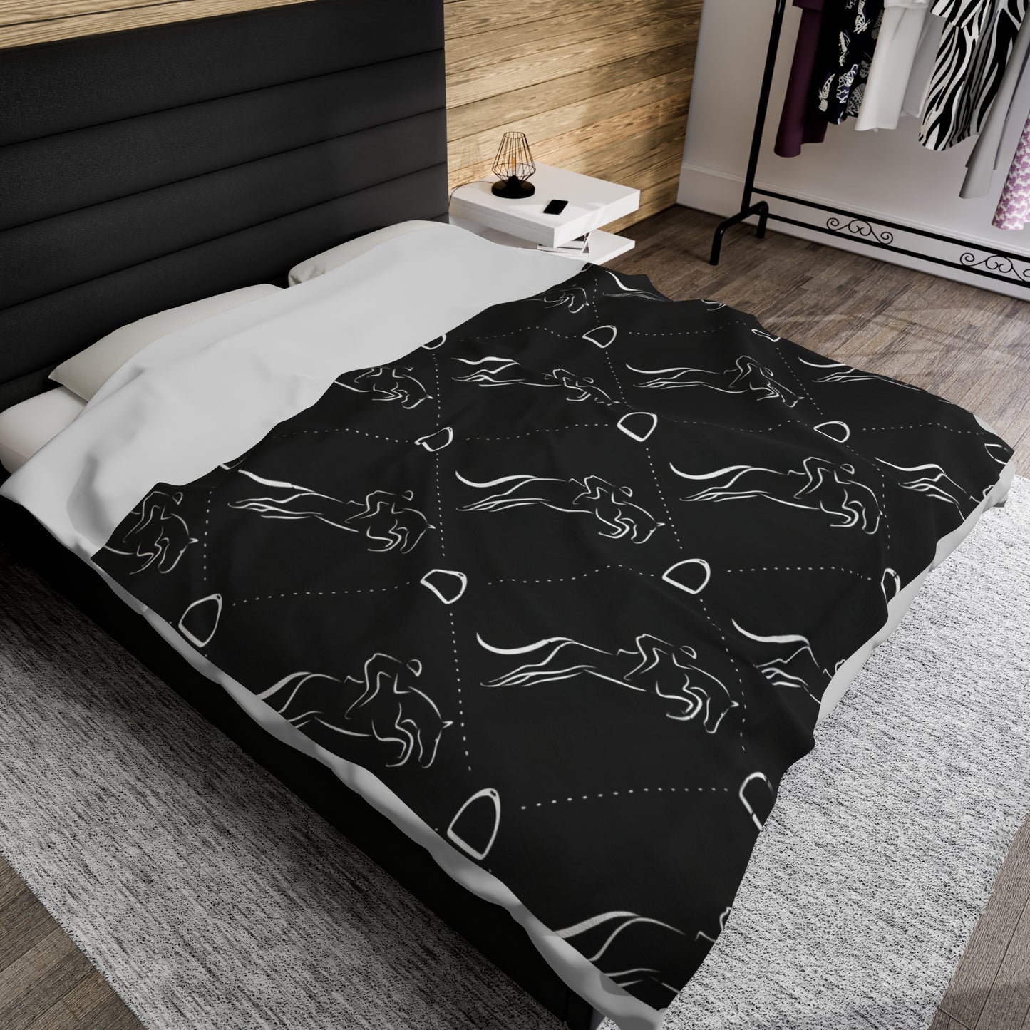 Velveteen Plush Blanket - Jumper Black V1