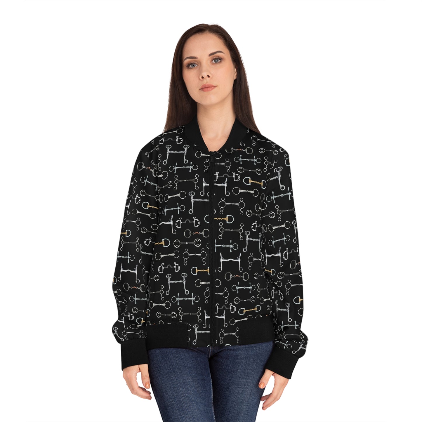 Bomber Jacket - Bits Bits Bits - Black - Womens