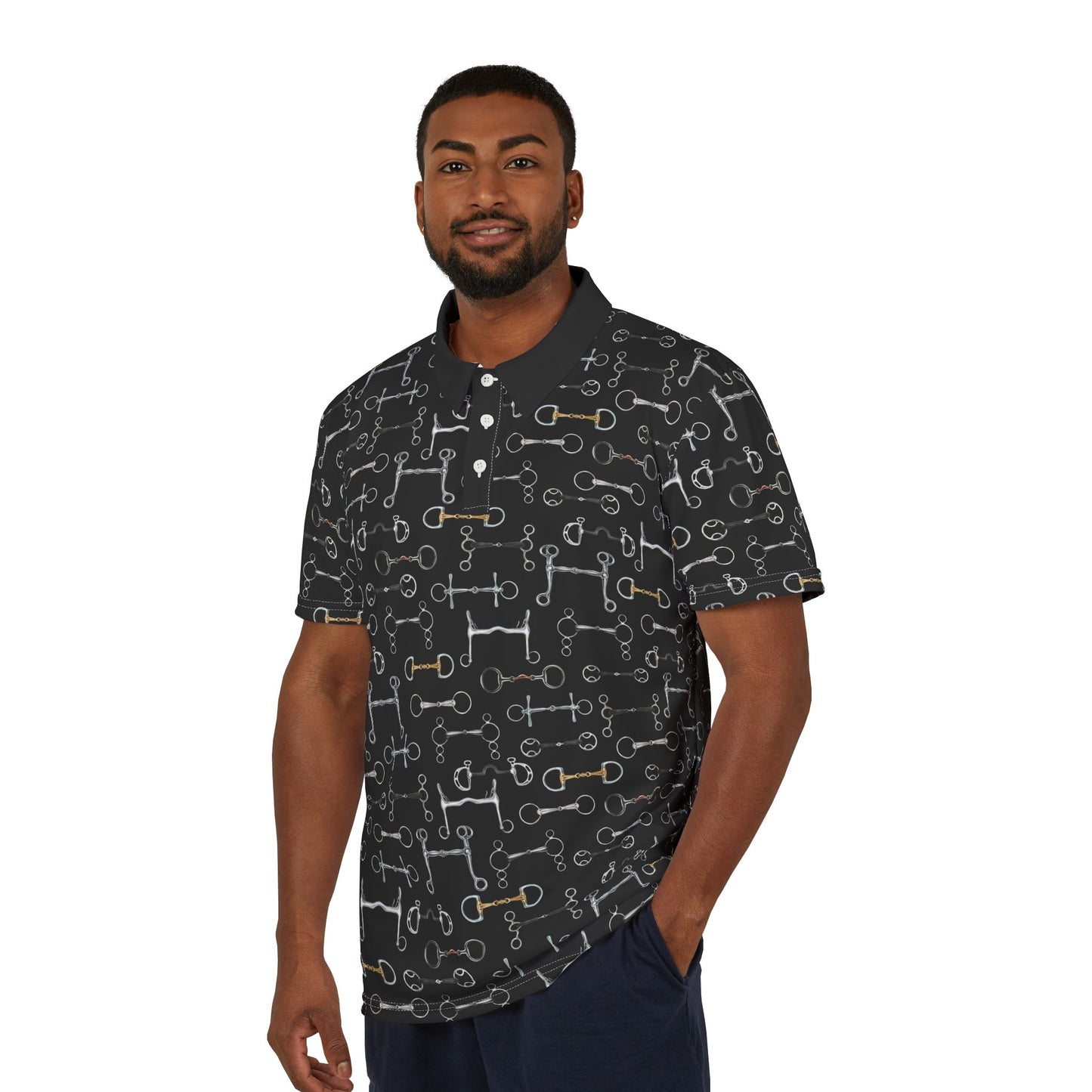 Polo Shirt — Bit Pattern - Black