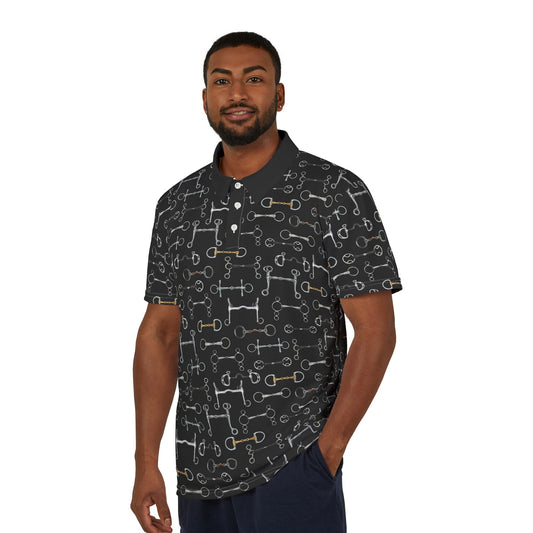 Polo Shirt — Bit Pattern - Black