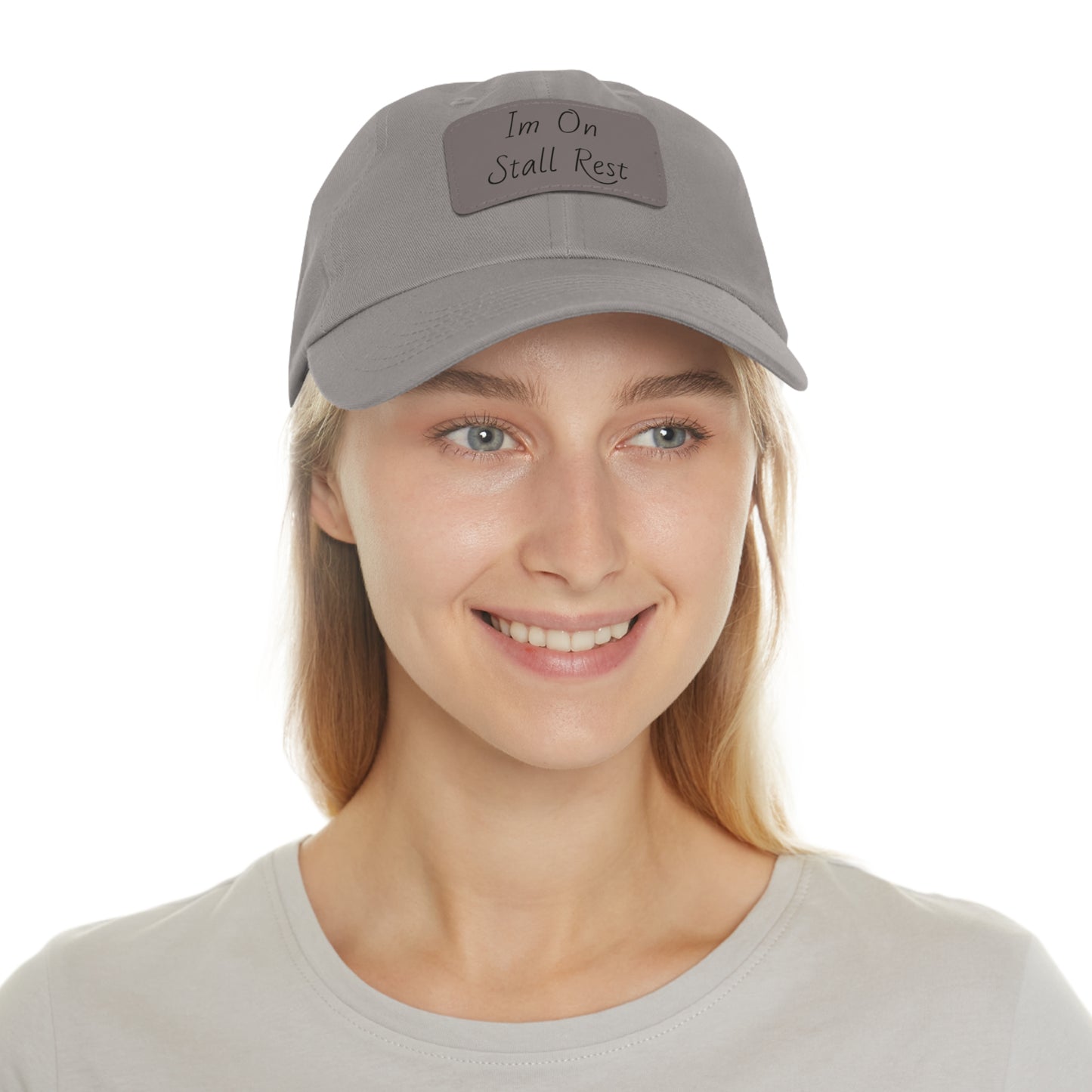 Hat with Leather Patch (Rectangle) - Im On Stall Rest