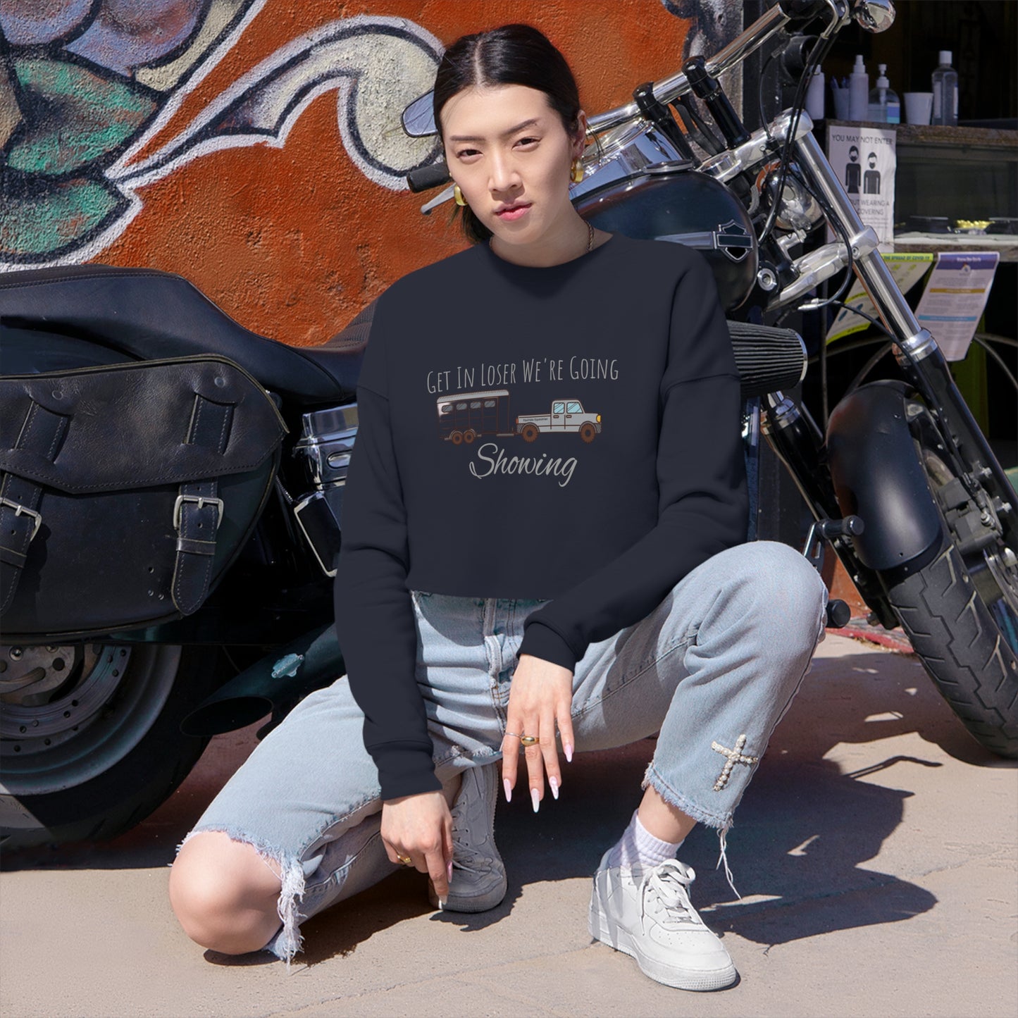 Sweatshirt - Get In Loser We're Going Showing BP (cropped)