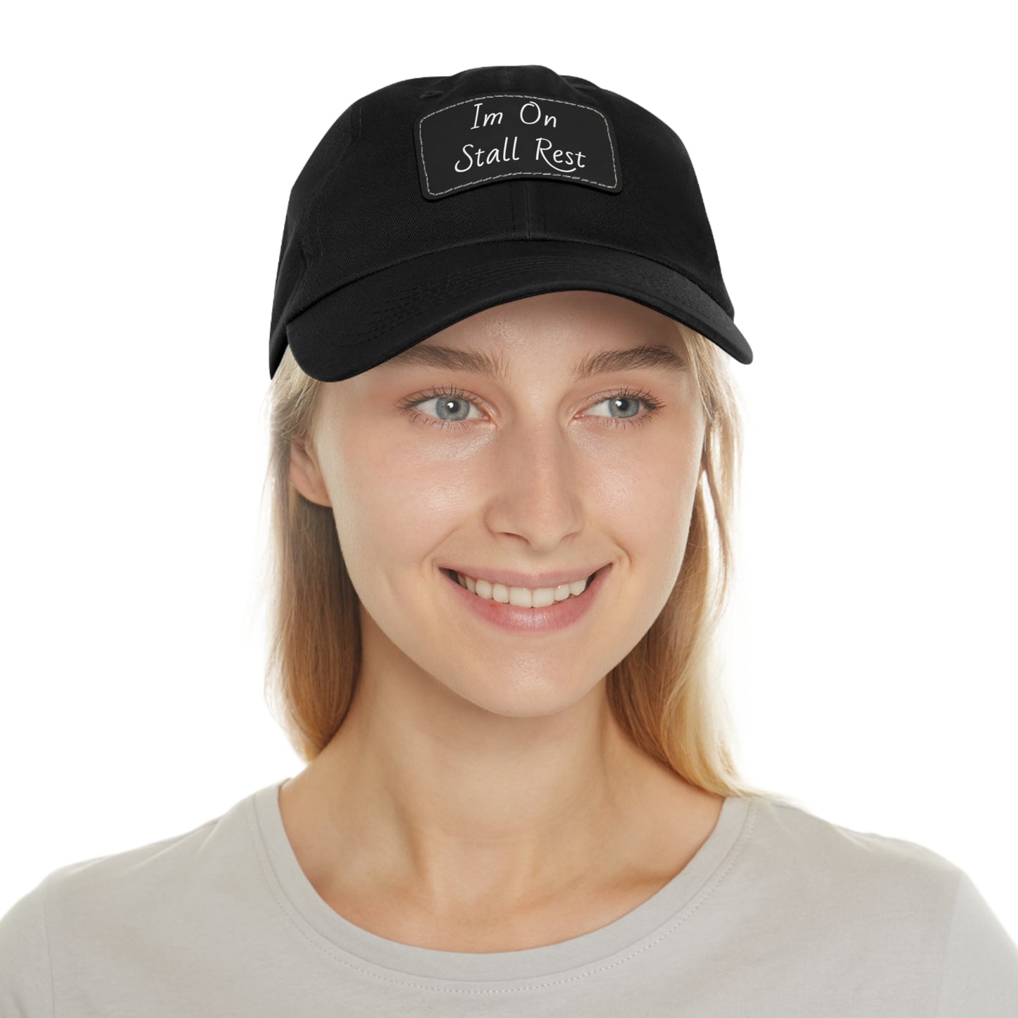 Hat with Leather Patch (Rectangle) - Im On Stall Rest