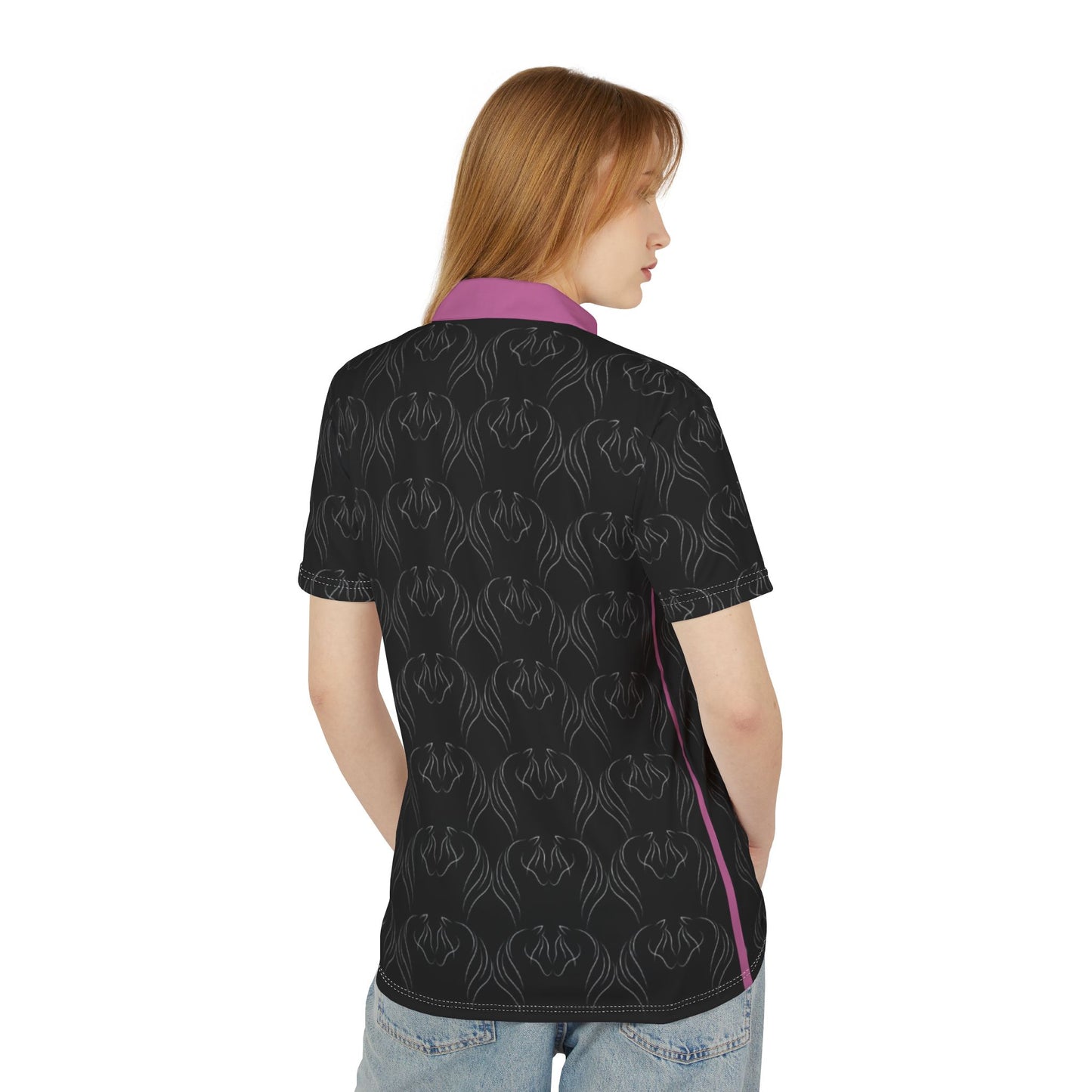 Unisex Polo Shirt - Horse Heads Pink