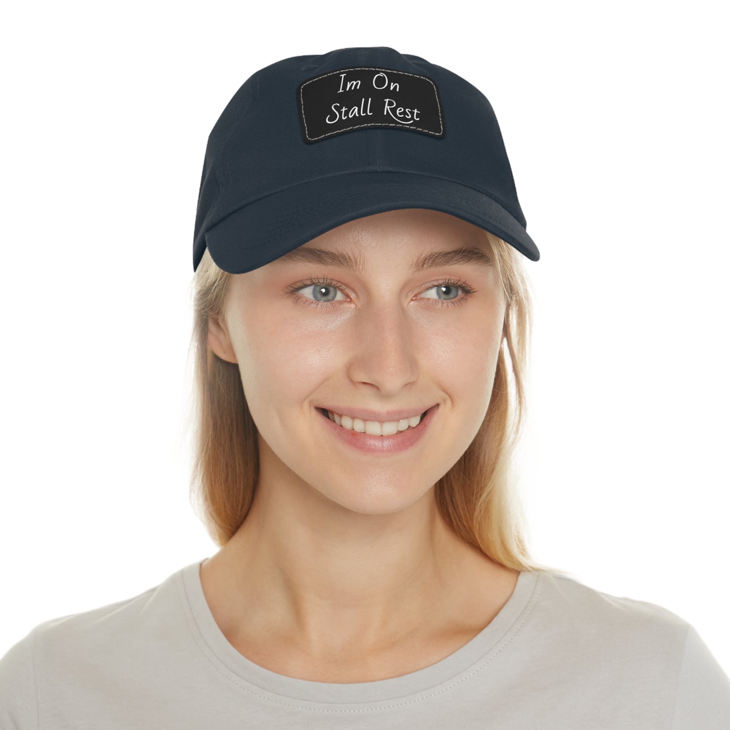 Hat with Leather Patch (Rectangle) - Im On Stall Rest