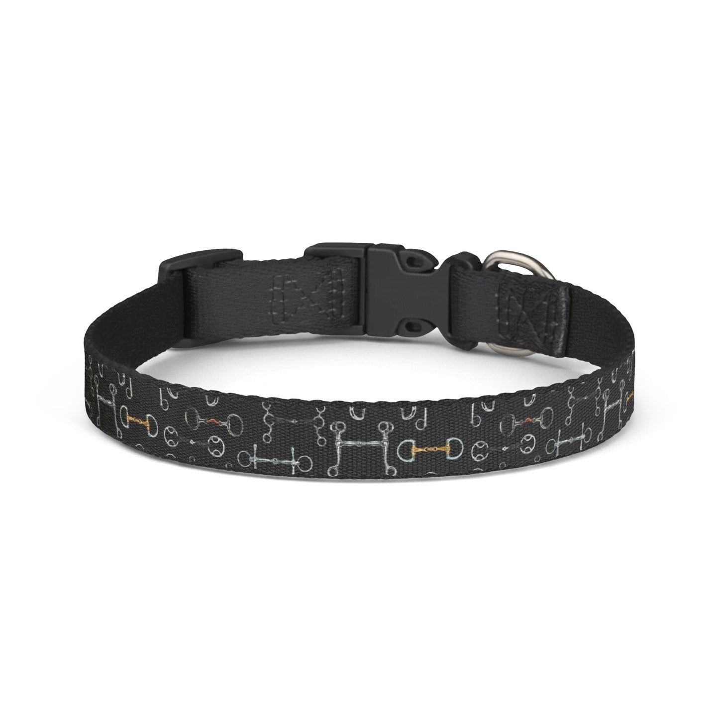 Clip-On Dog Collar — Black Bit Pattern