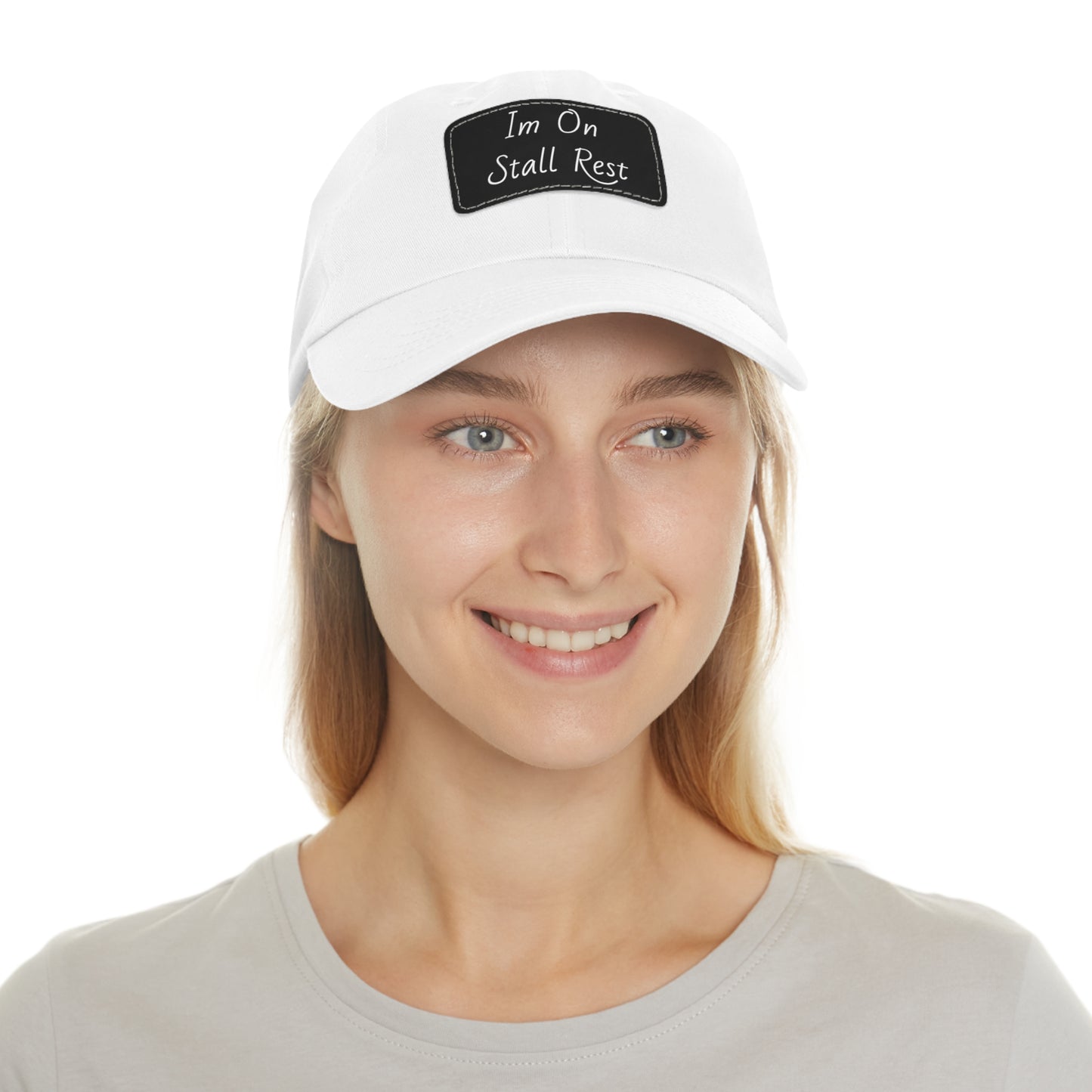 Hat with Leather Patch (Rectangle) - Im On Stall Rest