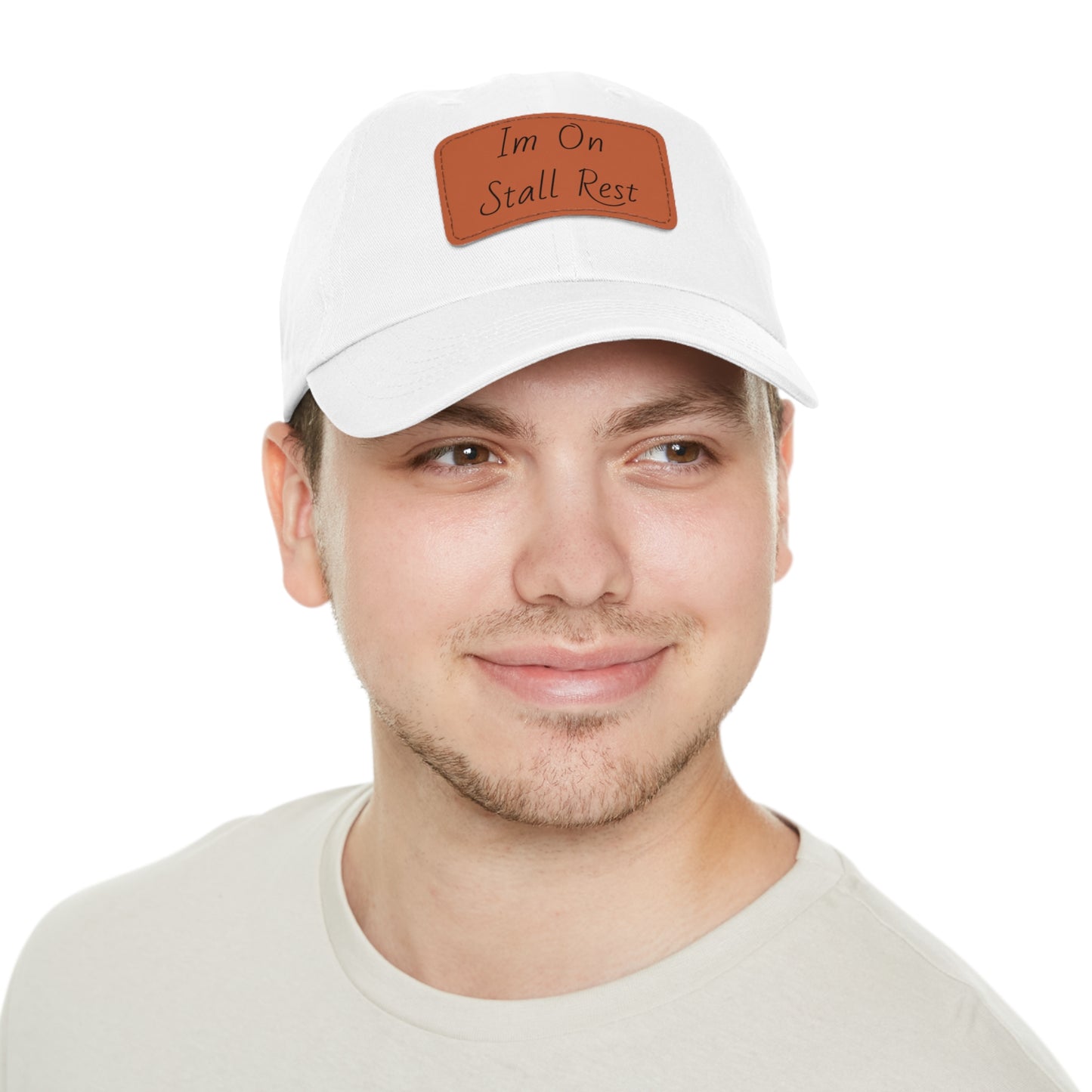 Hat with Leather Patch (Rectangle) - Im On Stall Rest