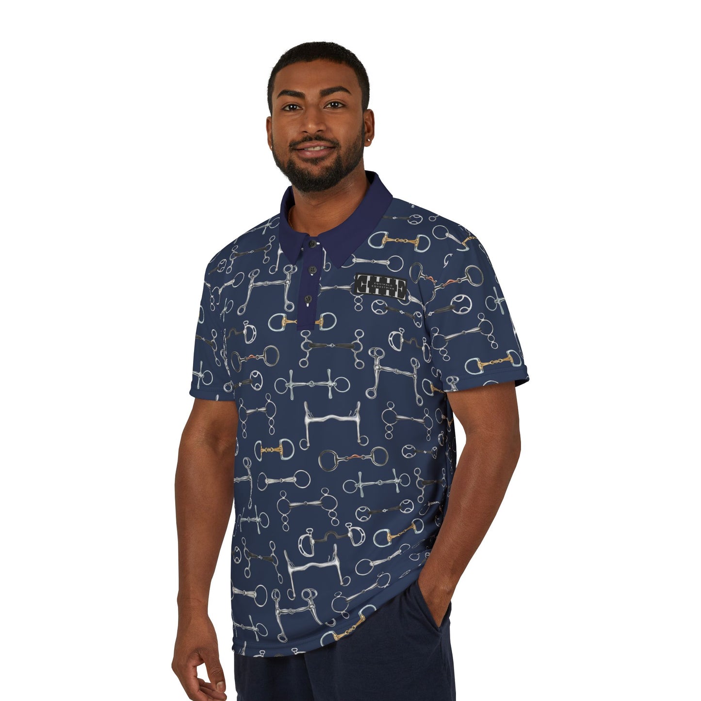 Polo Shirt — Blue Bit Pattern