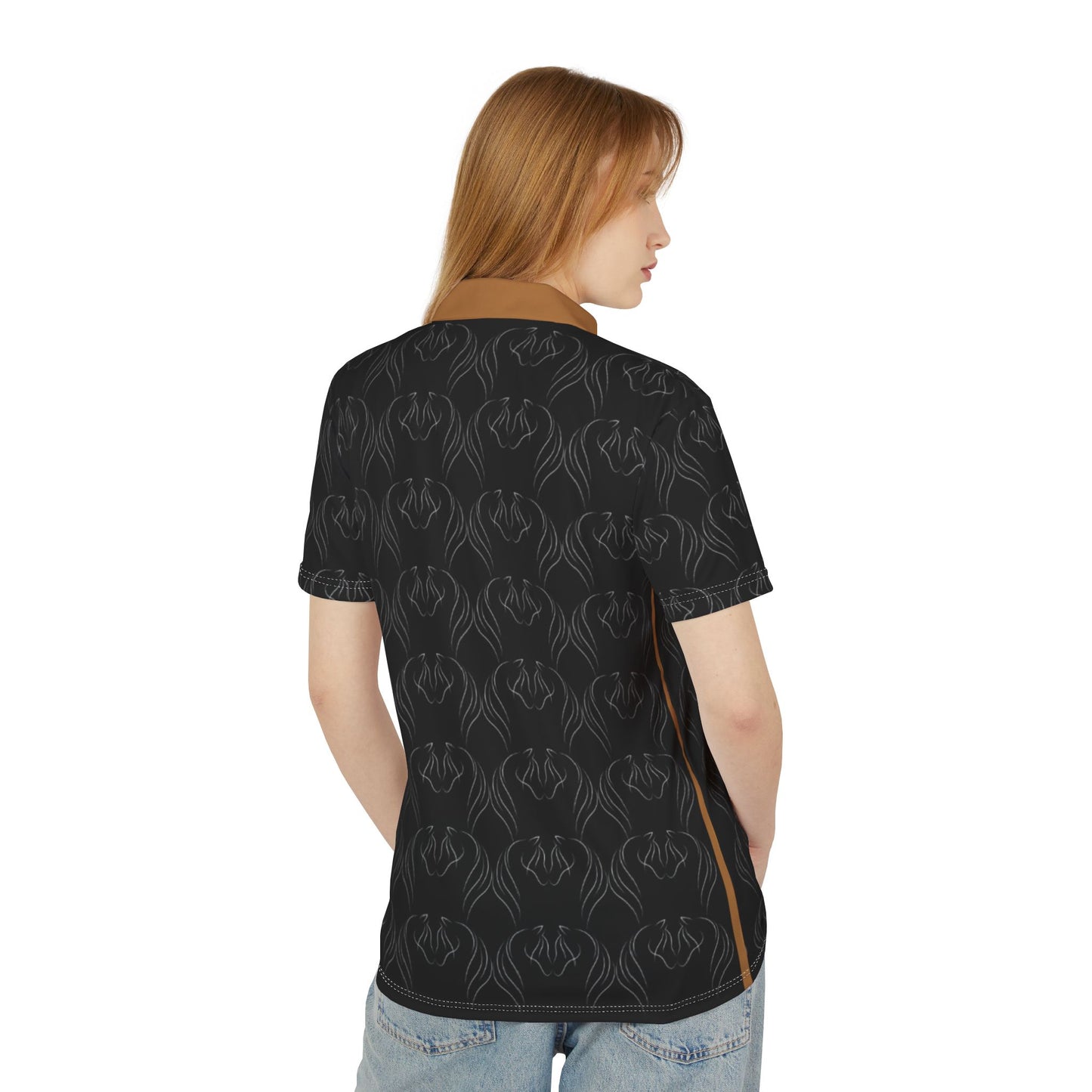 Unisex Polo Shirt - Horse Heads Brown