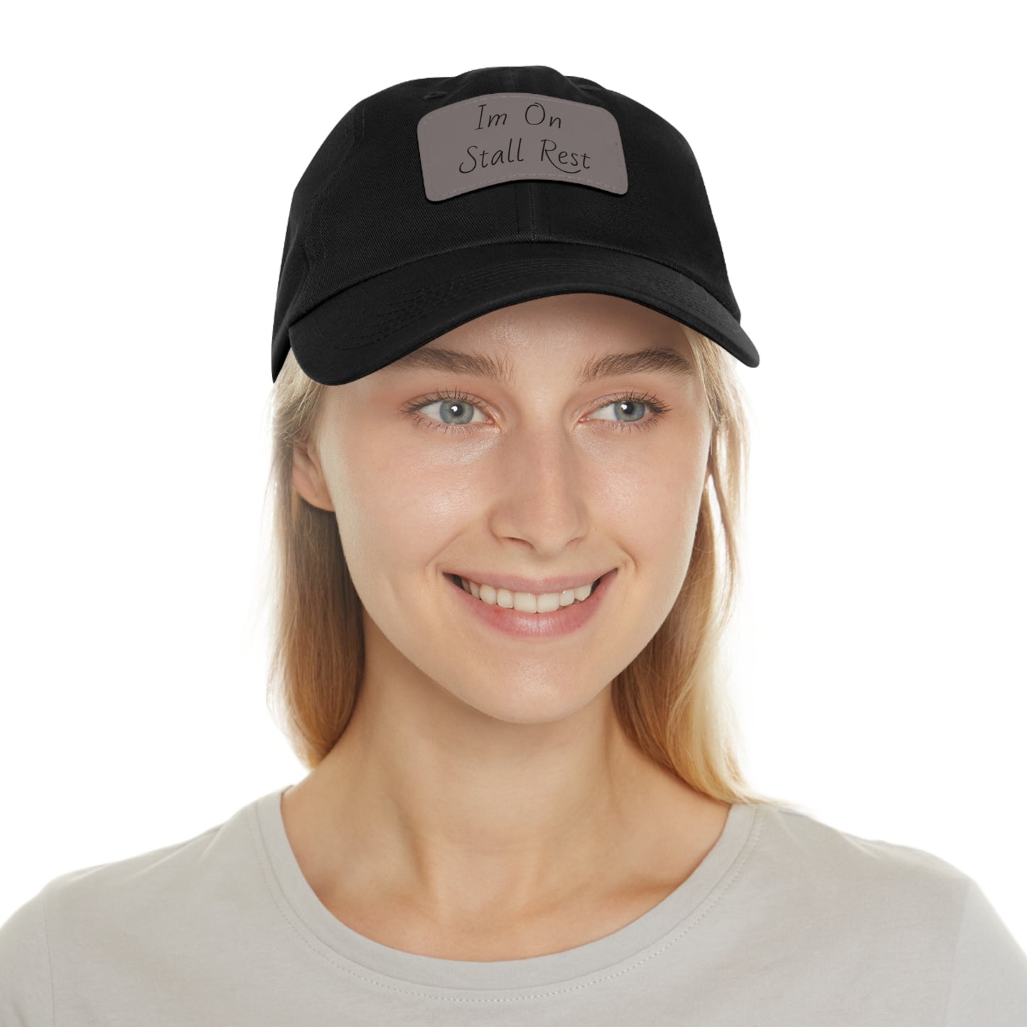 Hat with Leather Patch (Rectangle) - Im On Stall Rest