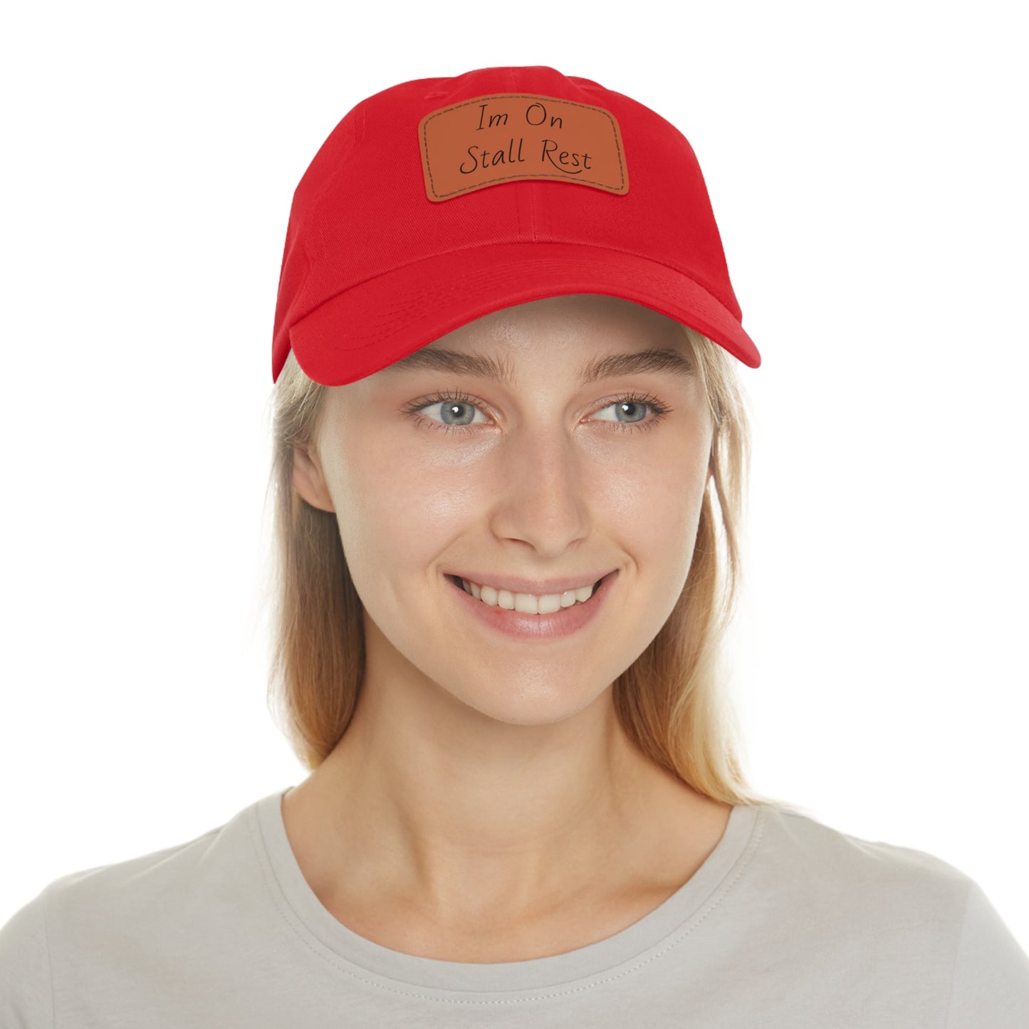 Hat with Leather Patch (Rectangle) - Im On Stall Rest