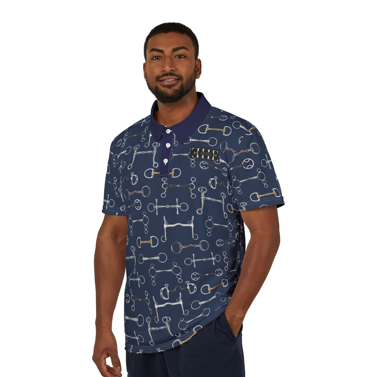 Polo Shirt — Blue Bit Pattern