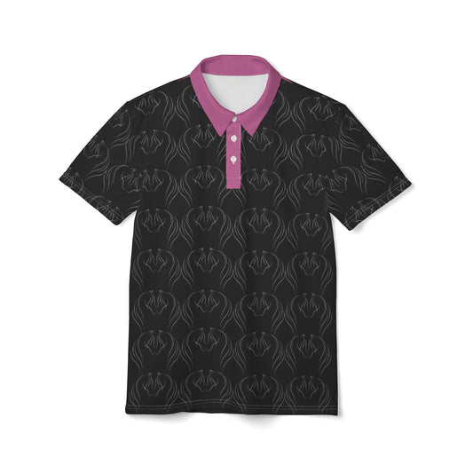 Unisex Polo Shirt - Horse Heads Pink