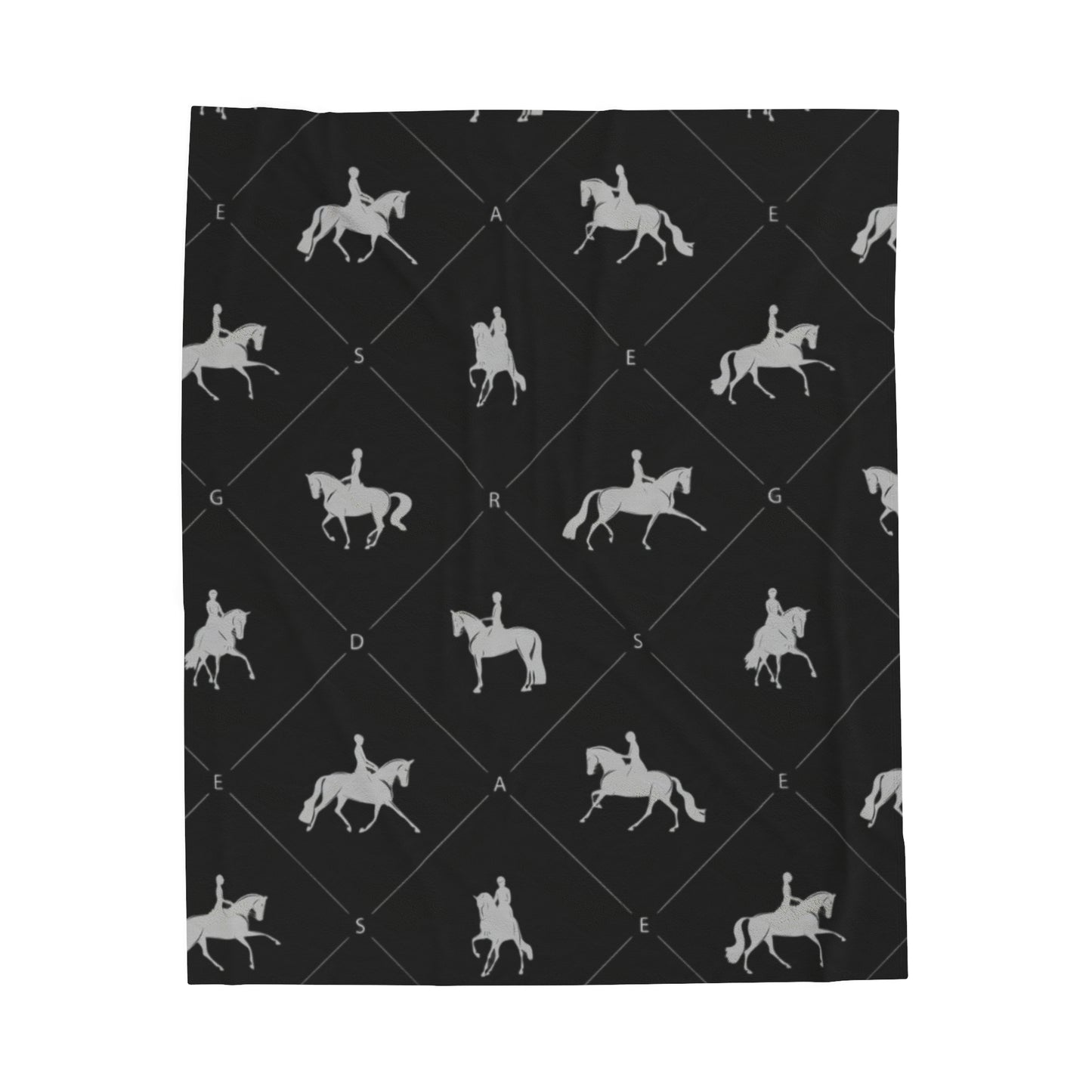 Velveteen Plush Blanket - Dressage Diamonds Black