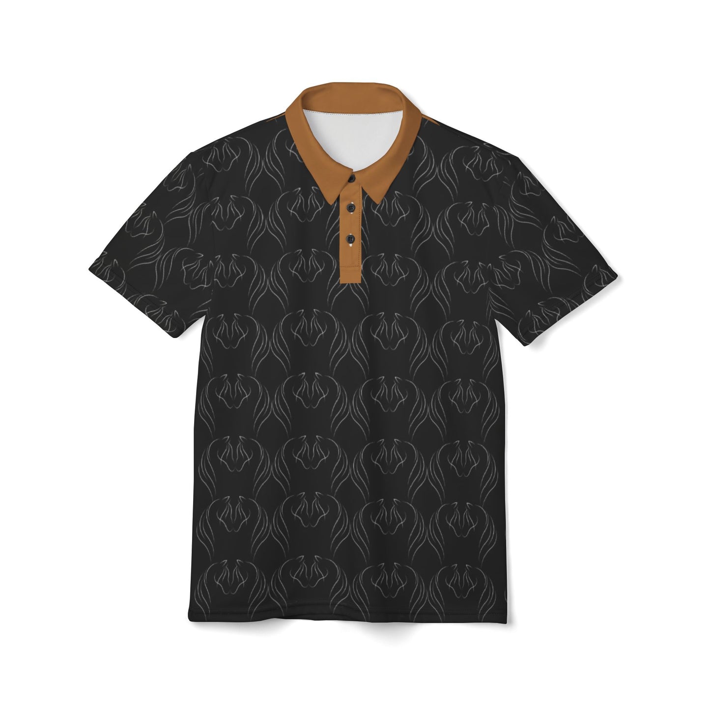 Unisex Polo Shirt - Horse Heads Brown