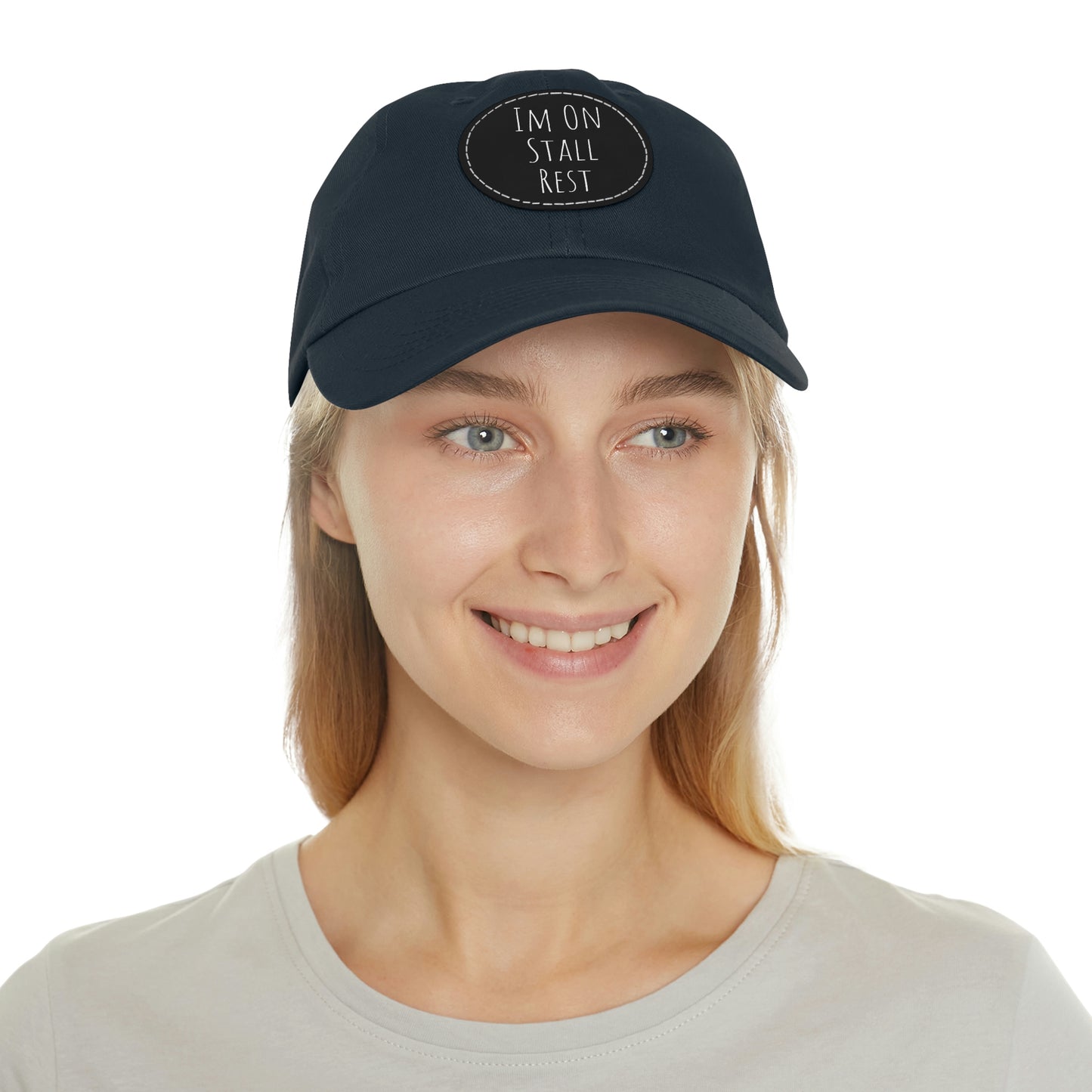 Hat with Leather Patch (Round) - Im On Stall Rest