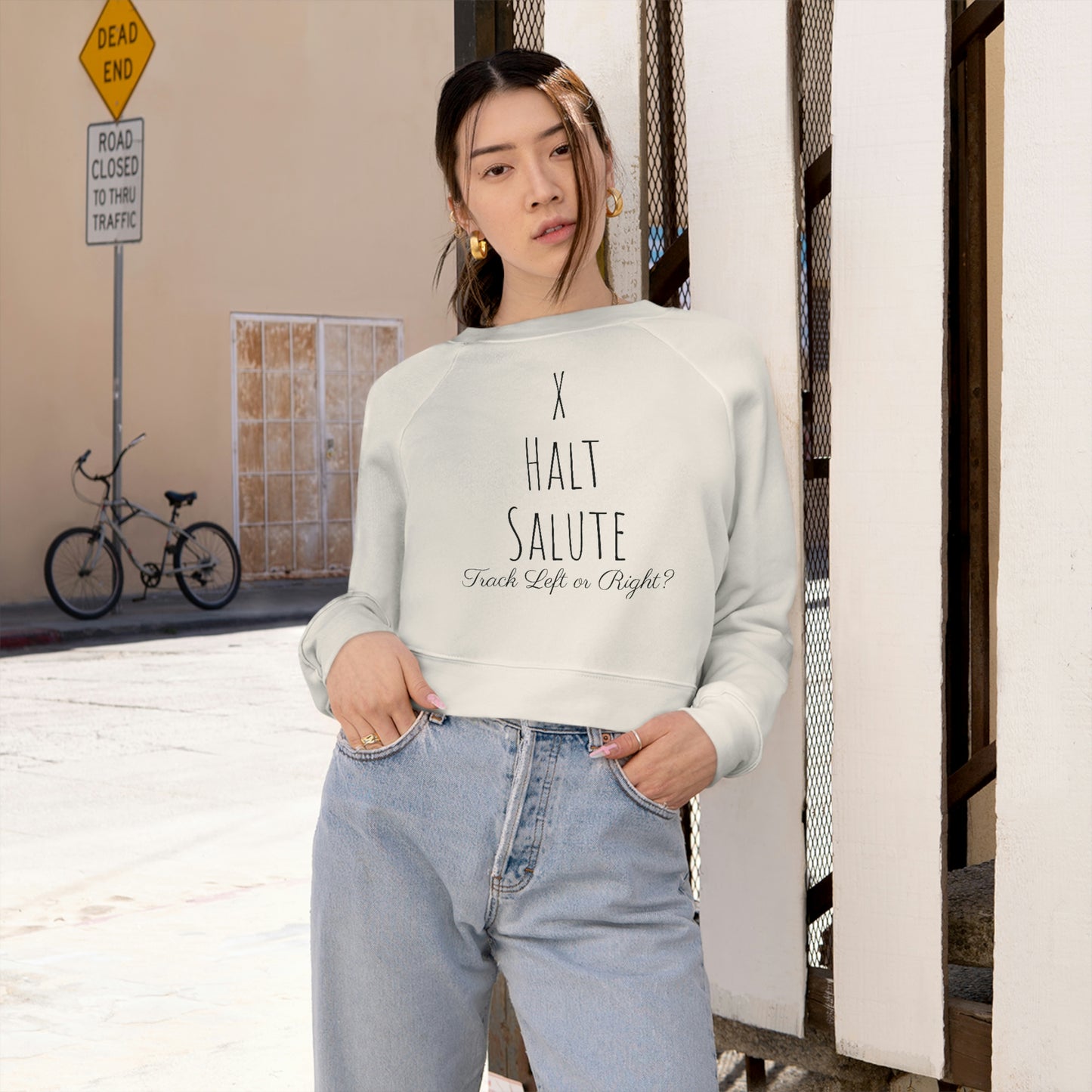 Sweatshirt - X, Halt, Salute - Track Left or Right?  (Cropped)