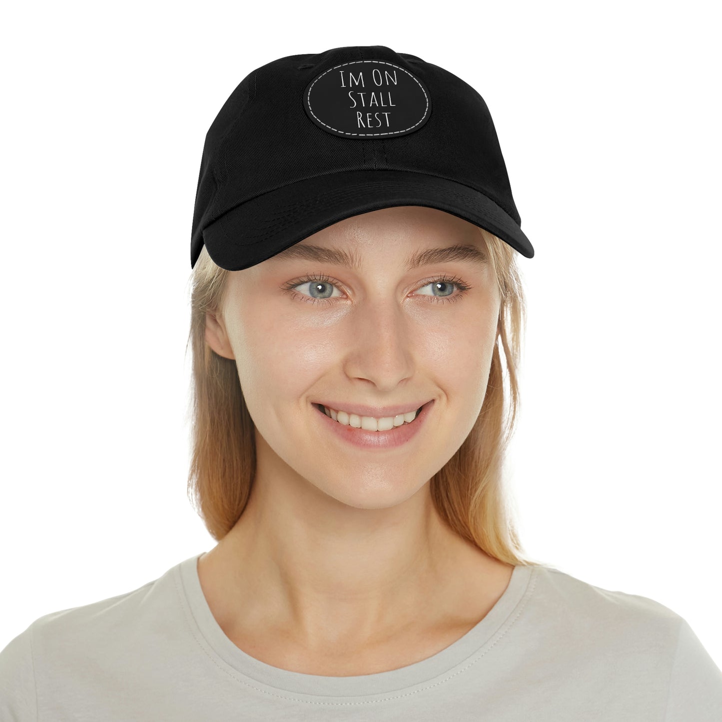 Hat with Leather Patch (Round) - Im On Stall Rest