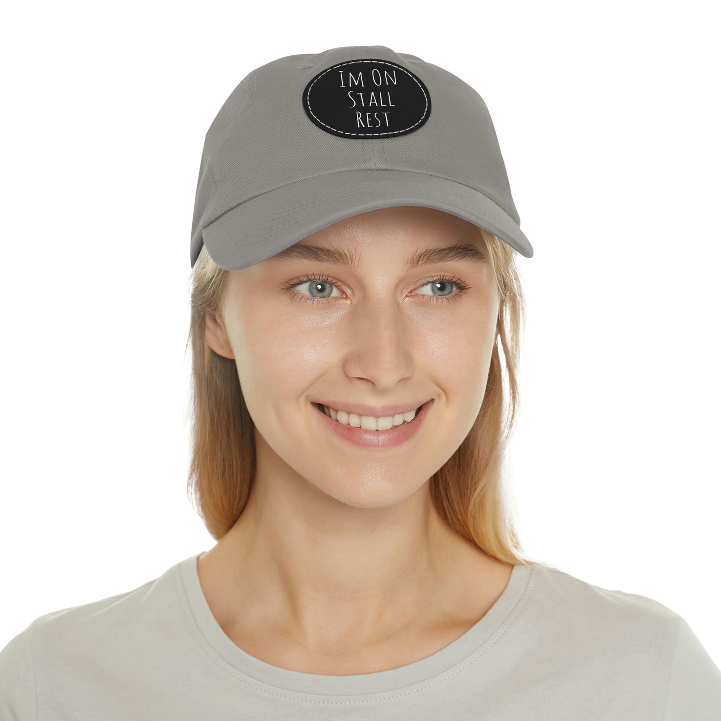 Hat with Leather Patch (Round) - Im On Stall Rest