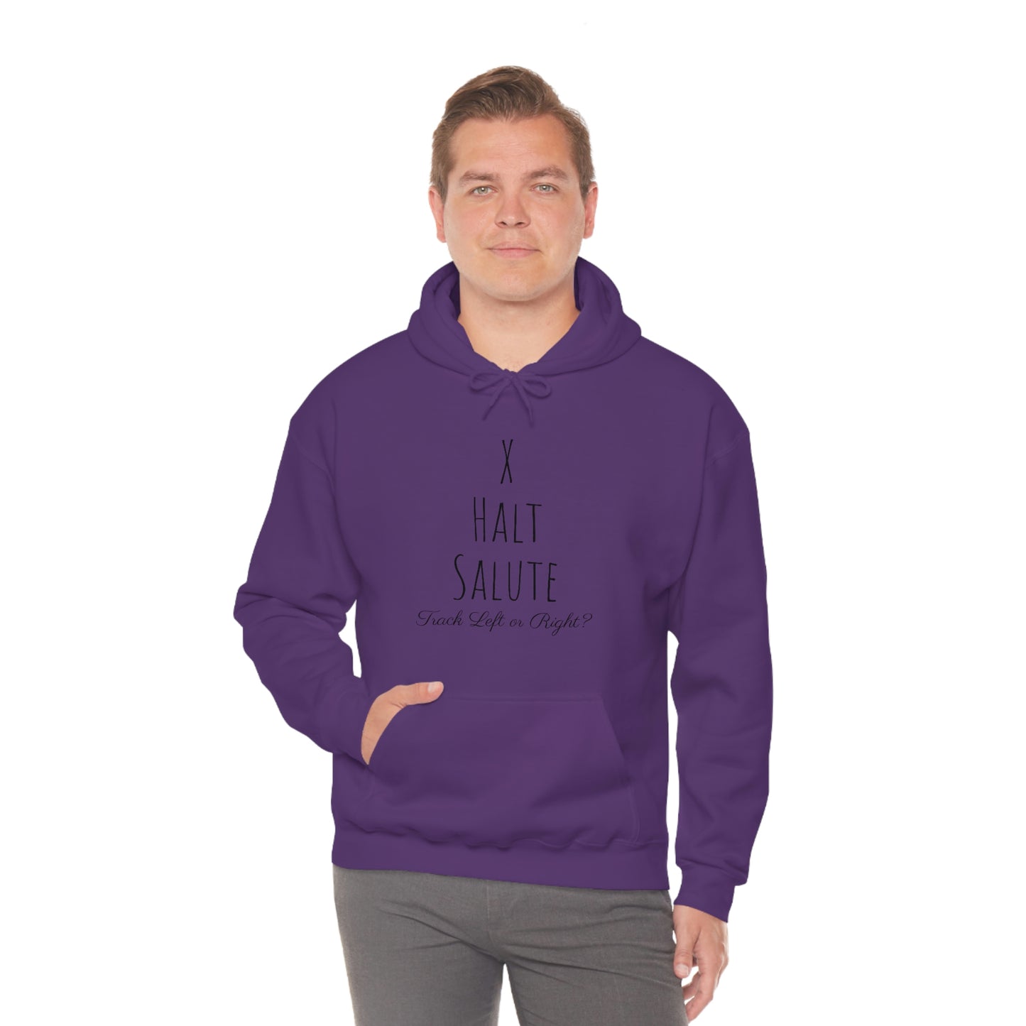 Sweatshirt Hoodie - X, Halt, Salute - Track Left or Right?