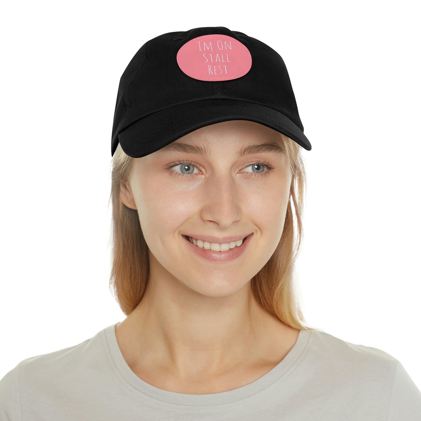 Hat with Leather Patch (Round) - Im On Stall Rest