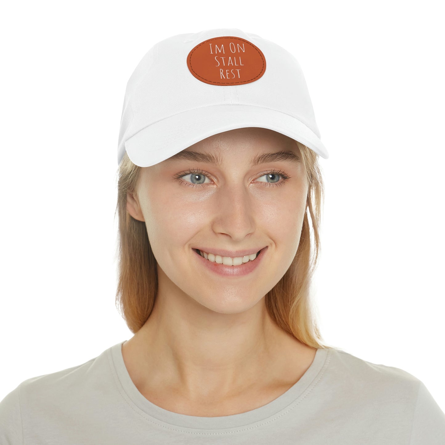 Hat with Leather Patch (Round) - Im On Stall Rest