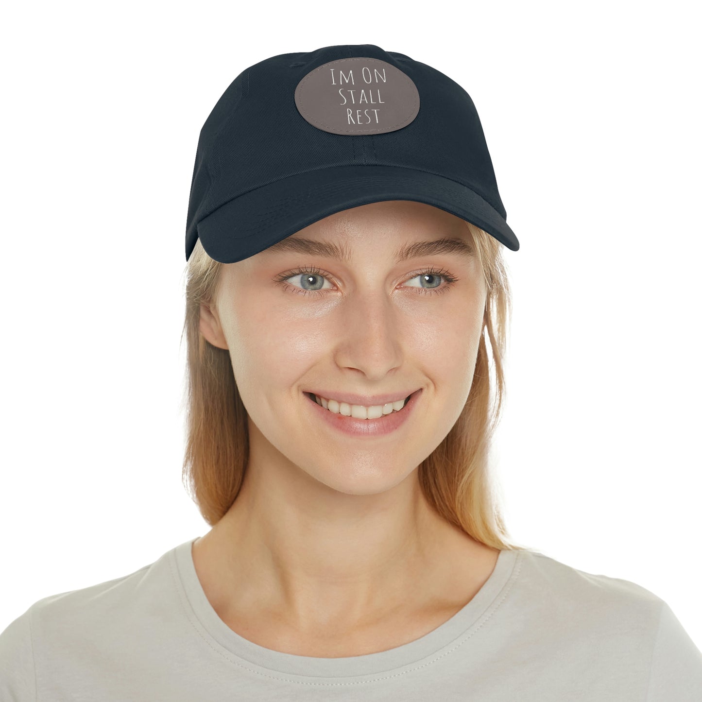 Hat with Leather Patch (Round) - Im On Stall Rest