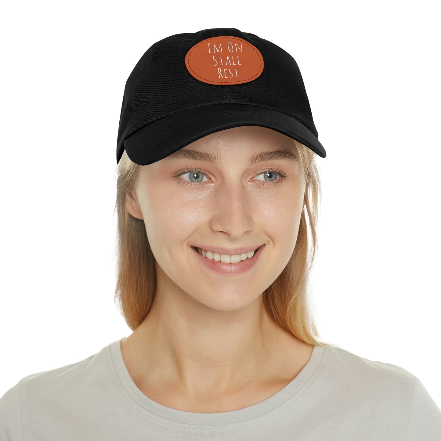 Hat with Leather Patch (Round) - Im On Stall Rest