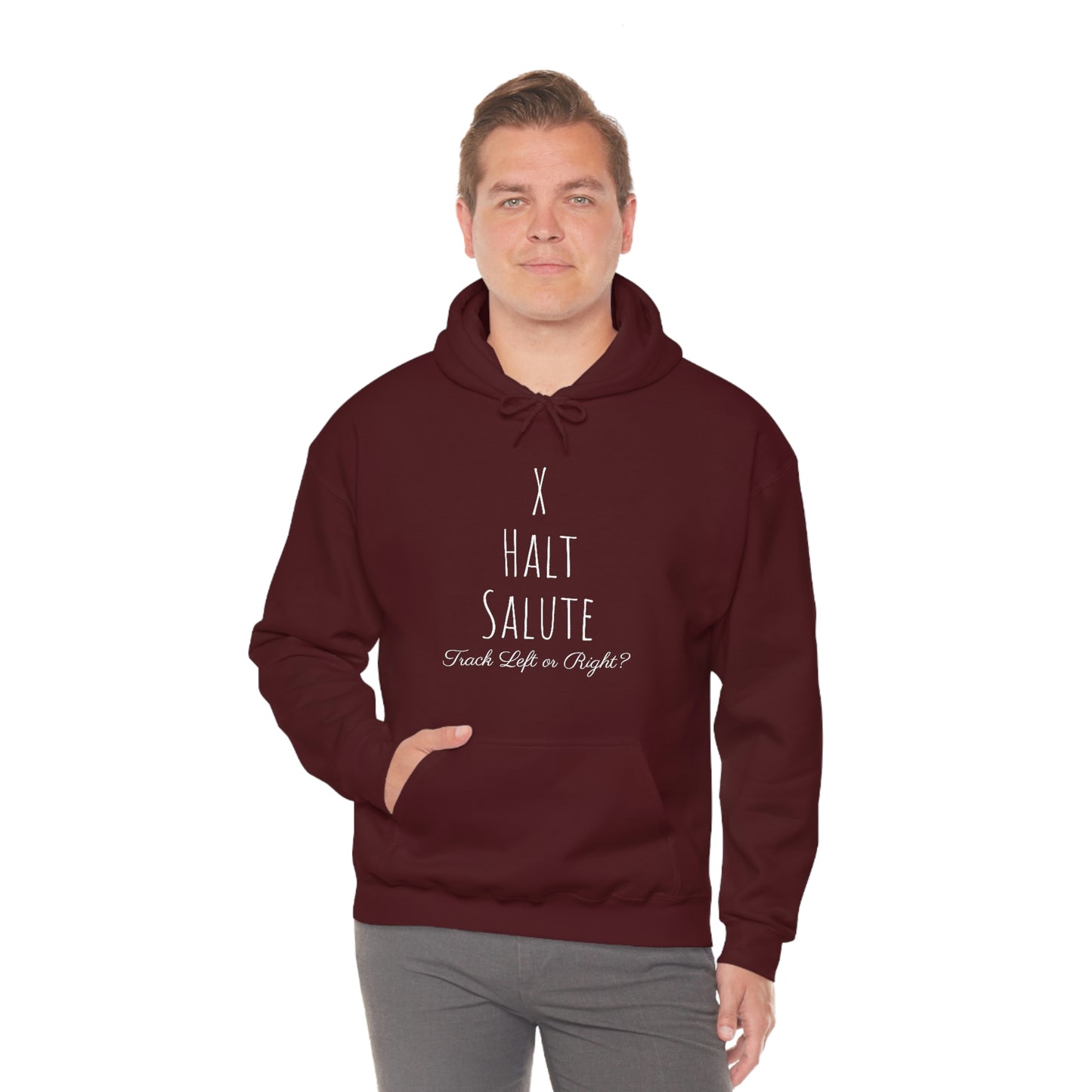 Sweatshirt Hoodie - X, Halt, Salute - Track Left or Right?